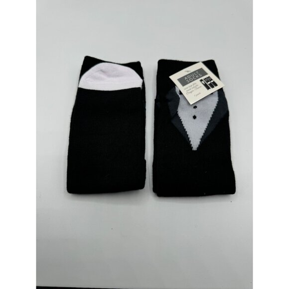 NEW 2 Black Tie Quarter Length Socks Gift Adult One Size OSFM - Picture 3 of 6